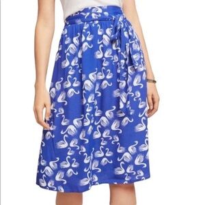 Anthologie Porridge Swan Skirt long beachy Blue White -Anthropologie